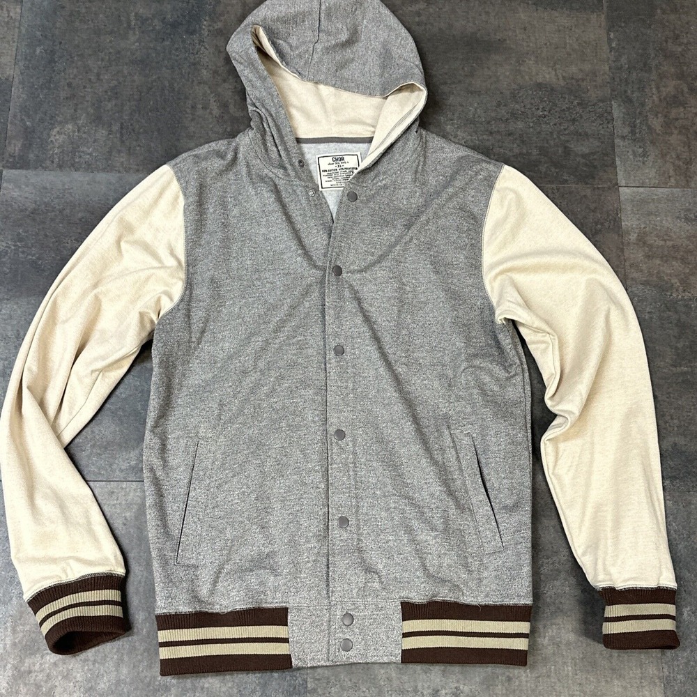 Chor Jacket Men's XL Academia Preppy Hoodie Button Down Coat Hooded Sweater